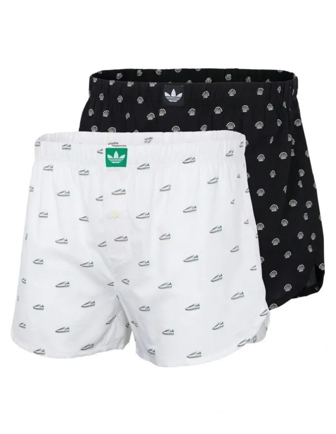 adidas 2 Pack Comfort Core Cotton Icon Woven Boxer Underwear in Assorted
