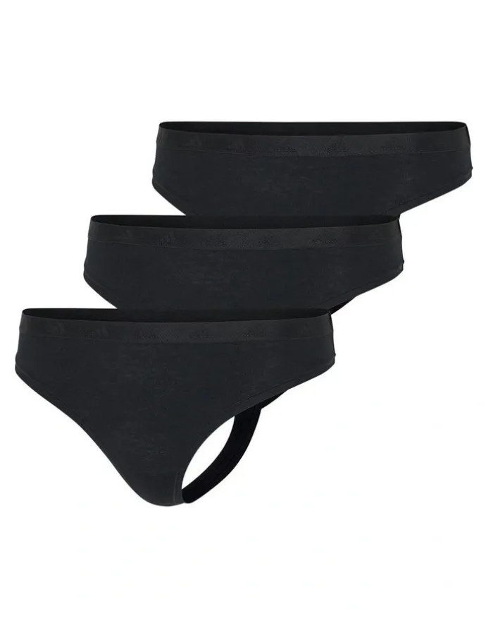 adidas Active Essentials Cotton Low Rise Thong Pack Of 3 in Black