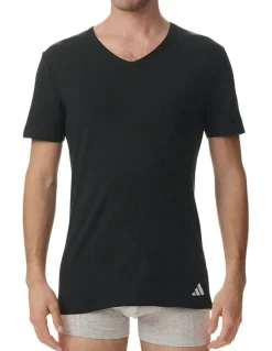adidas Active Flex Cotton V-Neck T-shirt 2 Pack in Black