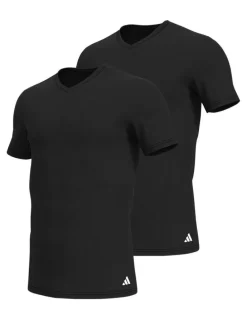 adidas Active Flex Cotton V-Neck T-shirt 2 Pack in Black