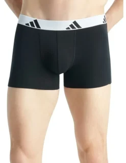 adidas Active Flex Cotton Trunk Underwear 3 Pack in Black