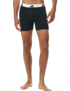 adidas Active Flex Cotton Boxer 3 Pack in Black/White Band