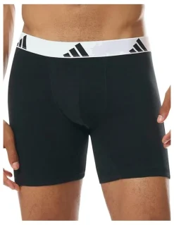 adidas Active Flex Cotton Boxer 3 Pack in Black/White Band