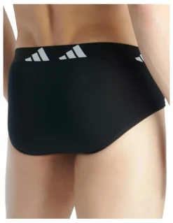 adidas Active Flex Cotton Brief Underwear 3 Pack in Black