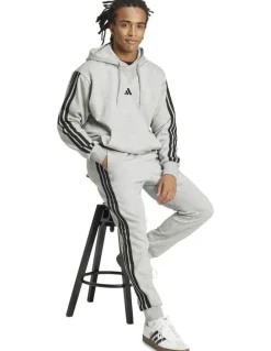 adidas Essentials 3 Stripes Fleece Joggers in Grey