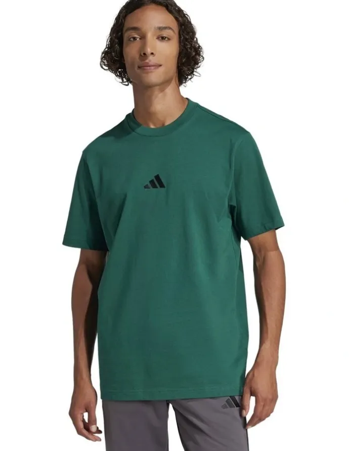 adidas Essentials Small Logo Single Jersey Tee in Green