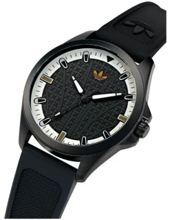 adidas Originals Iconic One IP Steel Silicone Watch in Black