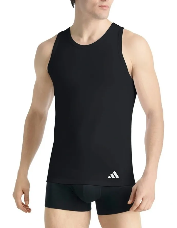 adidas Active Flex Cotton Ergonomic Tank Top 2 Pack in Black