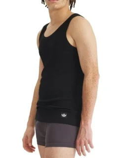 adidas Comfort Cotton Rib Tank Top Pack Of 2 in Black
