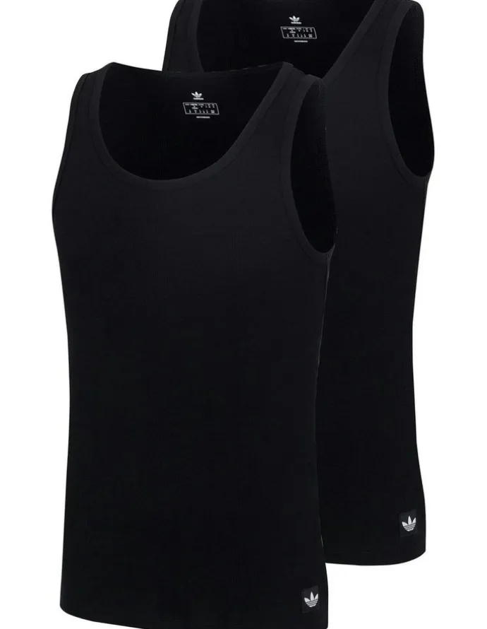 adidas Comfort Cotton Rib Tank Top Pack Of 2 in Black