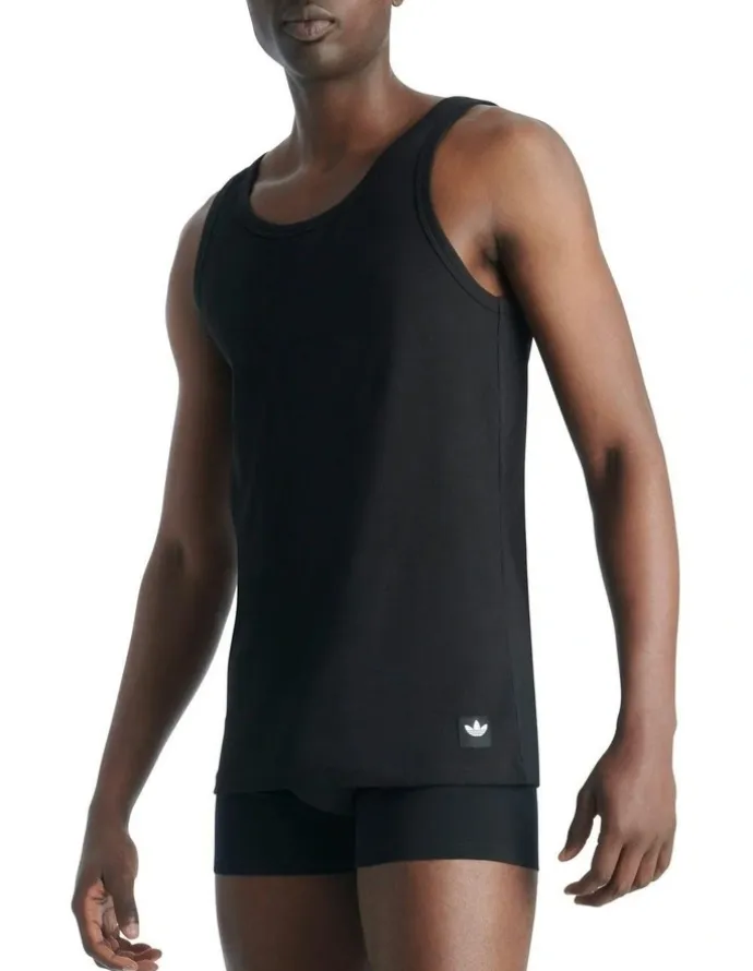 adidas Comfort Rib Cotton Tank Top Pack Of 2 in Black