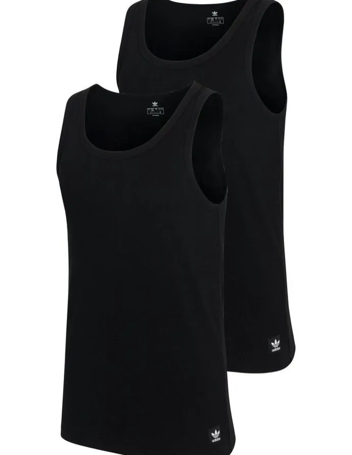 adidas Comfort Rib Cotton Tank Top Pack Of 2 in Black