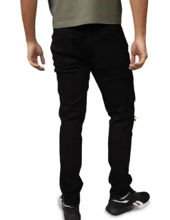American Eagle Flex Athletic Skinny Patched Jeans in Always Black