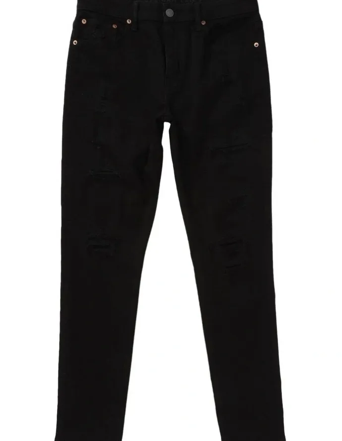 American Eagle Flex Athletic Skinny Patched Jeans in Always Black
