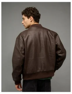 American Eagle Leather Bomber in Brown
