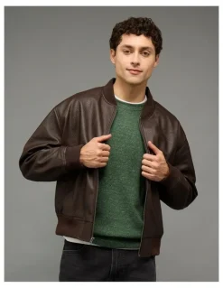 American Eagle Leather Bomber in Brown