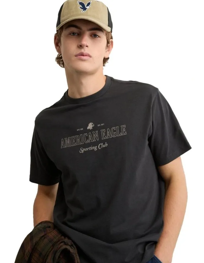 American Eagle Logo Graphic T-shirt in Black