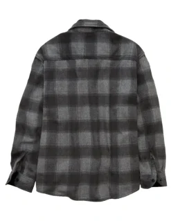 American Eagle Relaxed Heavyweight Flannel Shirt in Grey
