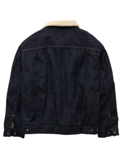 American Eagle Sherpa Denim Jacket in Dark Wash