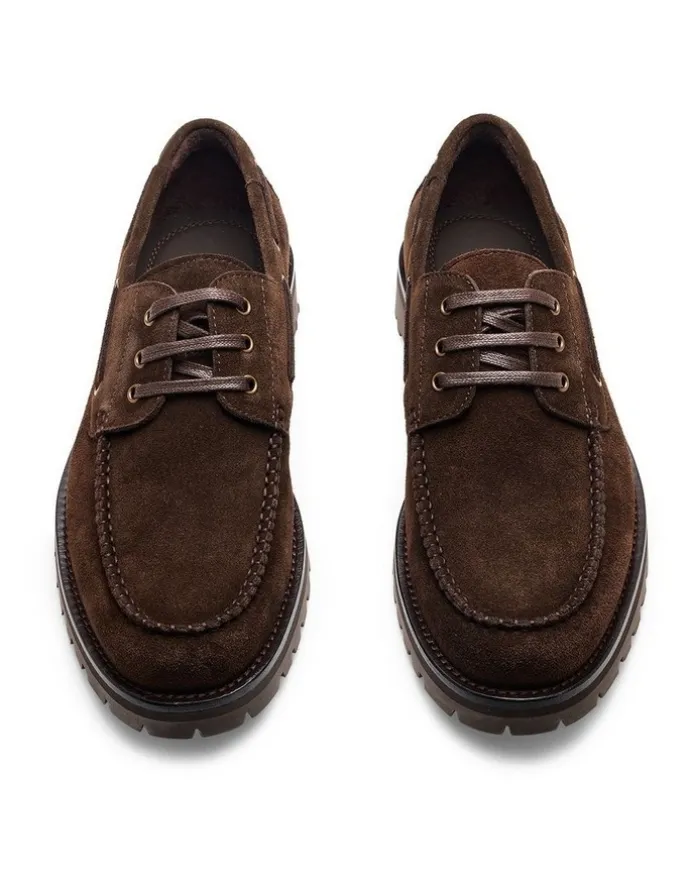 Aquila Ark Suede Boat Shoes in Dark Brown