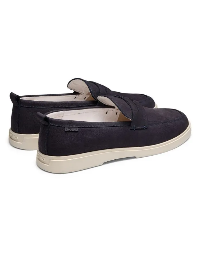 Aquila Breeze Nubuck Loafers in Navy