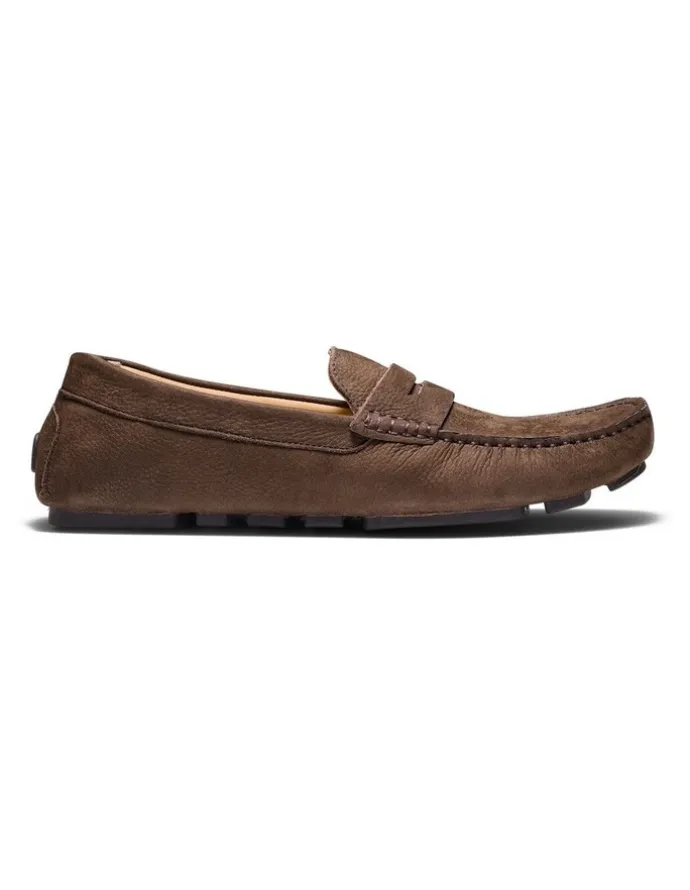 Aquila Cisco Nubuck Driving Shoes in Cafe