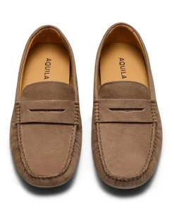 Aquila Cisco Nubuck Driving Shoes in Taupe