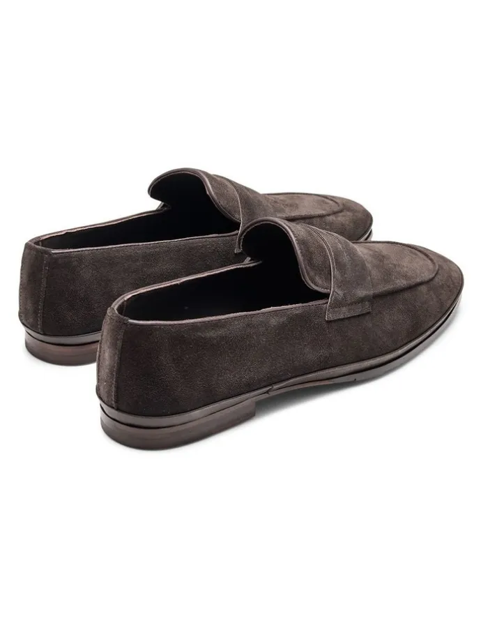Aquila Corso Suede Loafers in Dark Brown