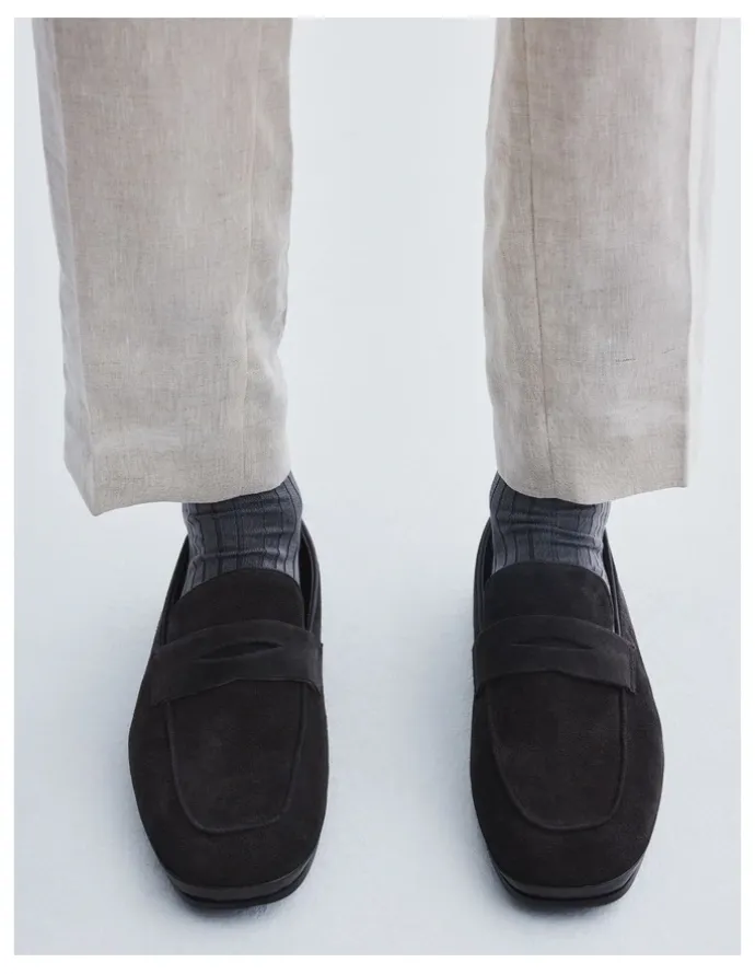 Aquila Corso Suede Loafers in Dark Brown