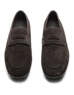 Aquila Corso Suede Loafers in Dark Brown