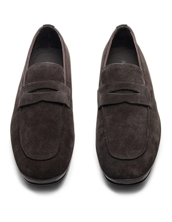 Aquila Corso Suede Loafers in Dark Brown