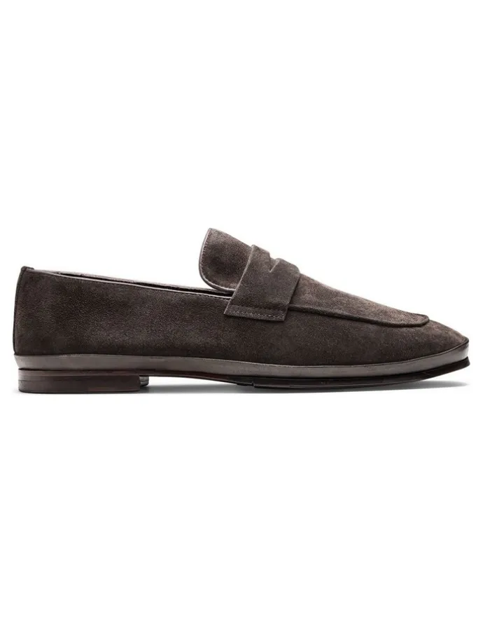 Aquila Corso Suede Loafers in Dark Brown