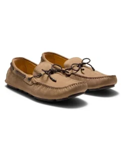 Aquila Cruz Nubuck Driving Shoes in Taupe