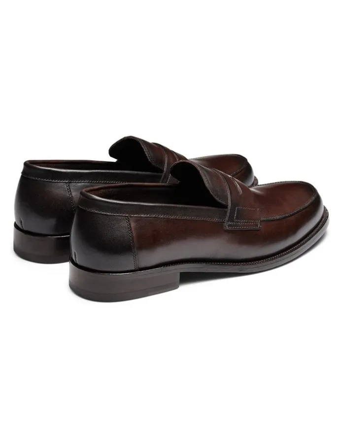 Aquila Dartmouth Leather Loafers in Brown