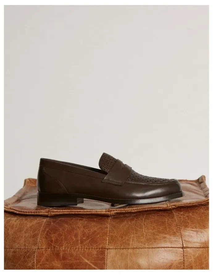 Aquila Dartmouth Weave Loafers in Brown