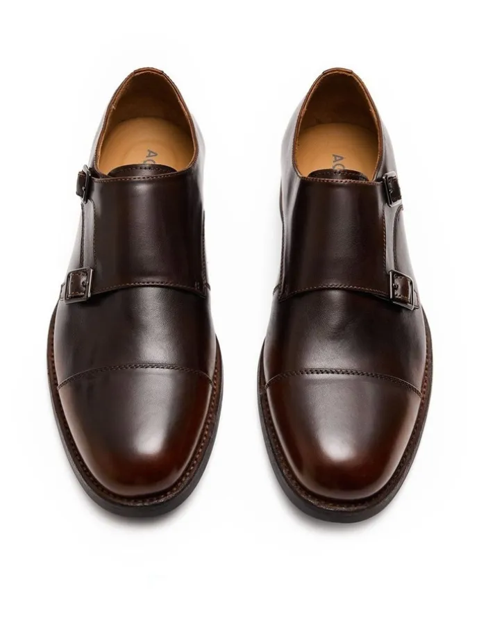 Aquila Davis Monk Strap Shoes in Brown