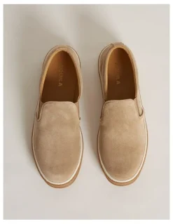 Aquila Deuce Suede Slip-On Shoes in Cream