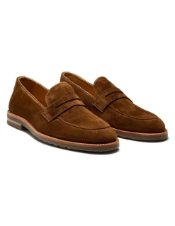 Aquila Emilio Suede Penny Loafers in Brown