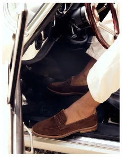 Aquila Emilio Suede Penny Loafers in Brown