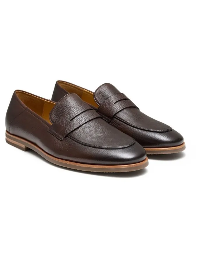 Aquila Giacomo Leather Loafers in Dark Brown