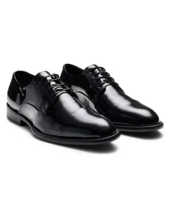 Aquila Grantham Derby Shoes in Patent Black