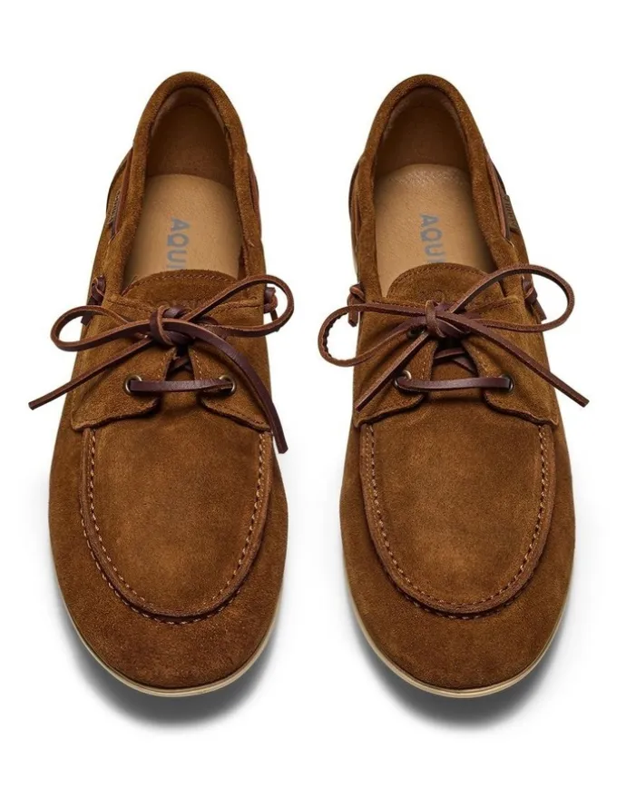 Aquila Keel Suede Boat Shoes in Tan