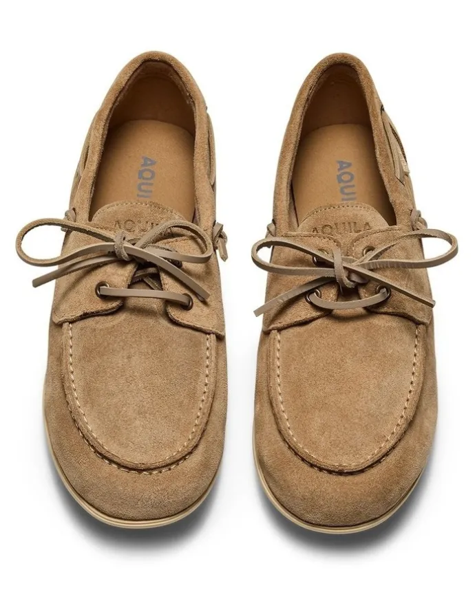Aquila Keel Suede Boat Shoes in Sand