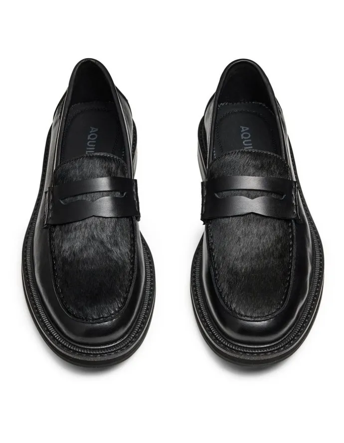 Aquila Mensa Pony Loafers in Black