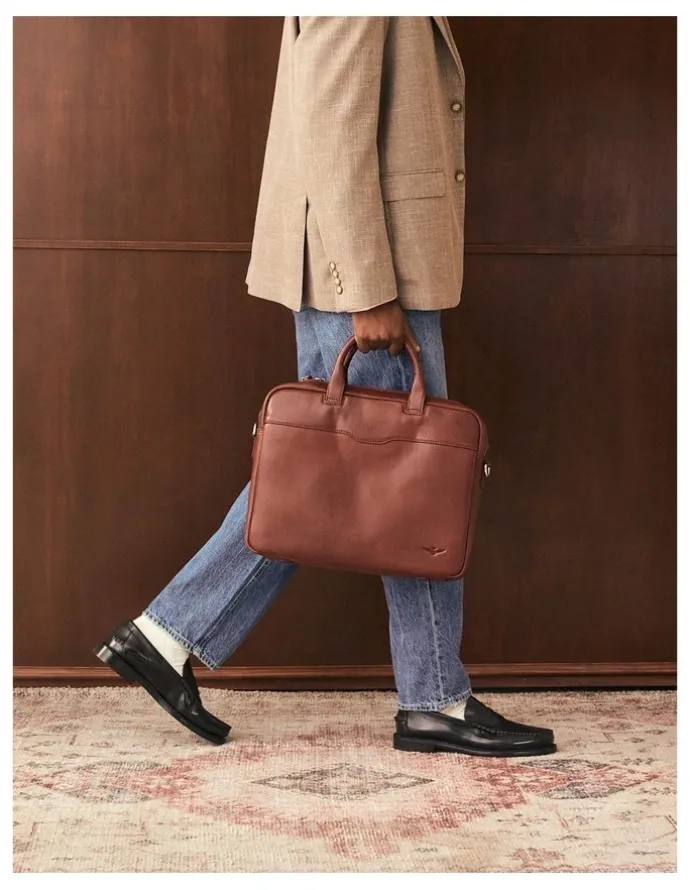 Aquila Montoro Leather Briefcase in Brandy
