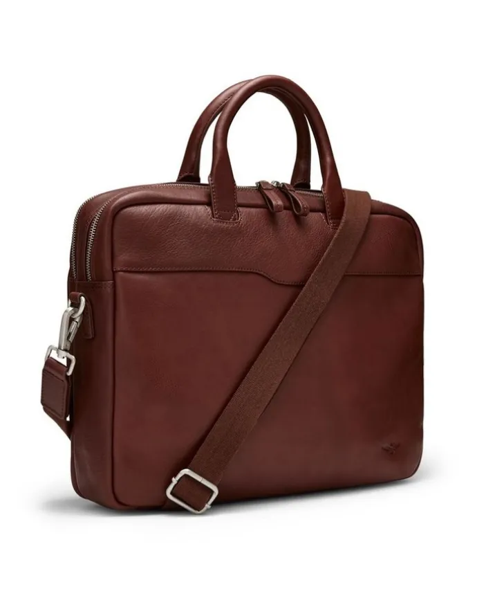 Aquila Montoro Leather Briefcase in Brandy