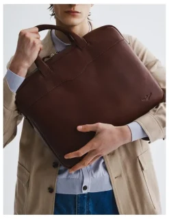 Aquila Montoro Leather Briefcase in Brandy