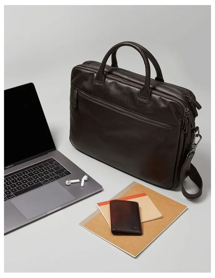 Aquila Montoro Leather Briefcase in Brown