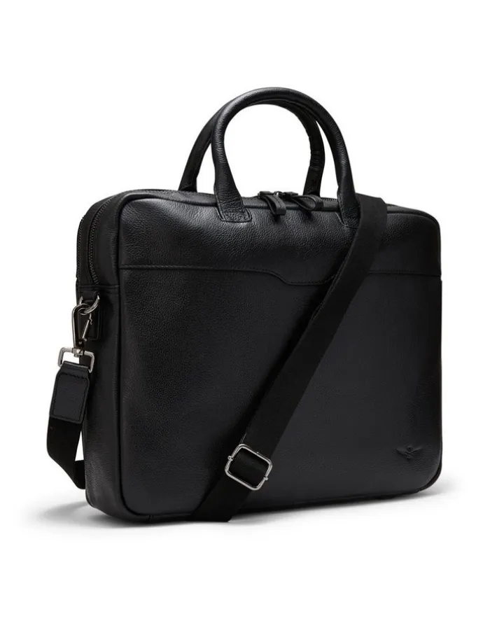 Aquila Montoro Leather Briefcase in Black