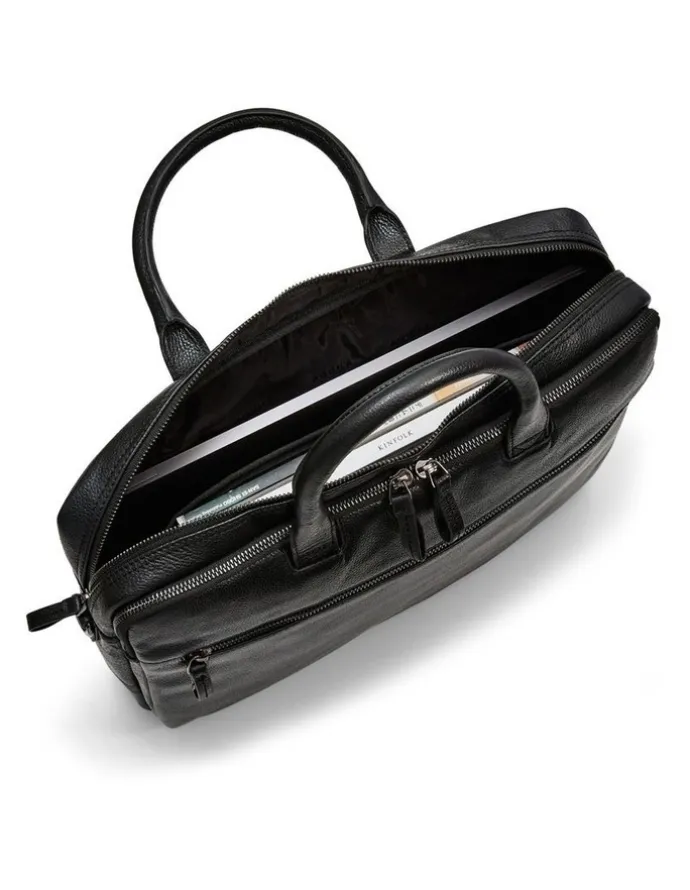 Aquila Montoro Leather Briefcase in Black